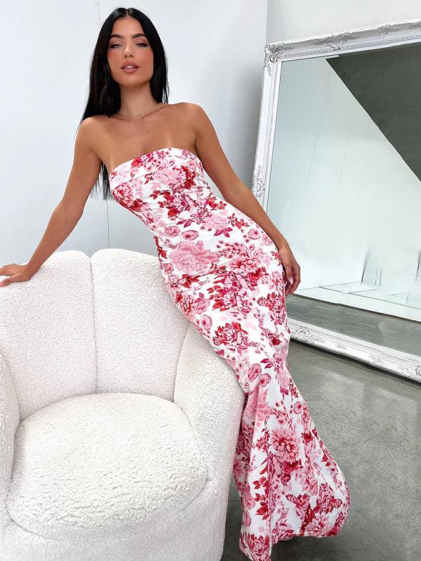 Sexy tube top long dress slit cocktail dress backless long dress - 808Lush