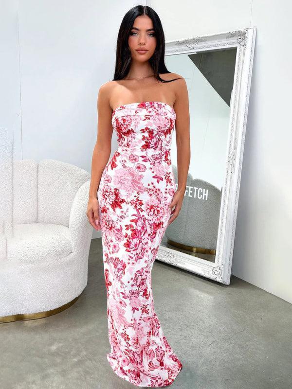 Sexy tube top long dress slit cocktail dress backless long dress - 808Lush