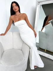 Sexy tube top long dress slit cocktail dress backless long dress - 808Lush