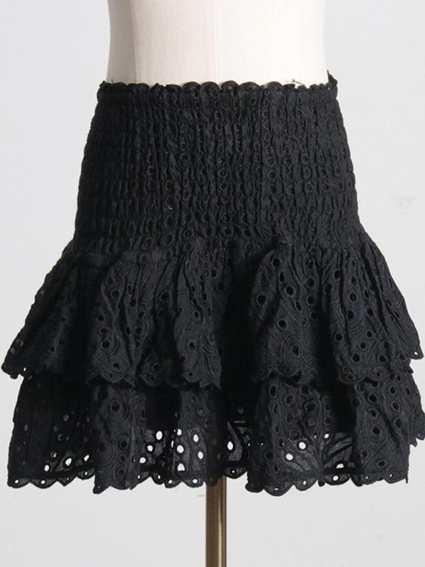 short top, high-waisted cake layer skirt, sexy two-piece suit - 808Lush