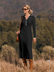 knitted slim fit hip-hugging long-sleeved dress - 808Lush