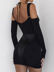 sexy backless see-through long-sleeved hip-covering dress (including sleeves) - 808Lush