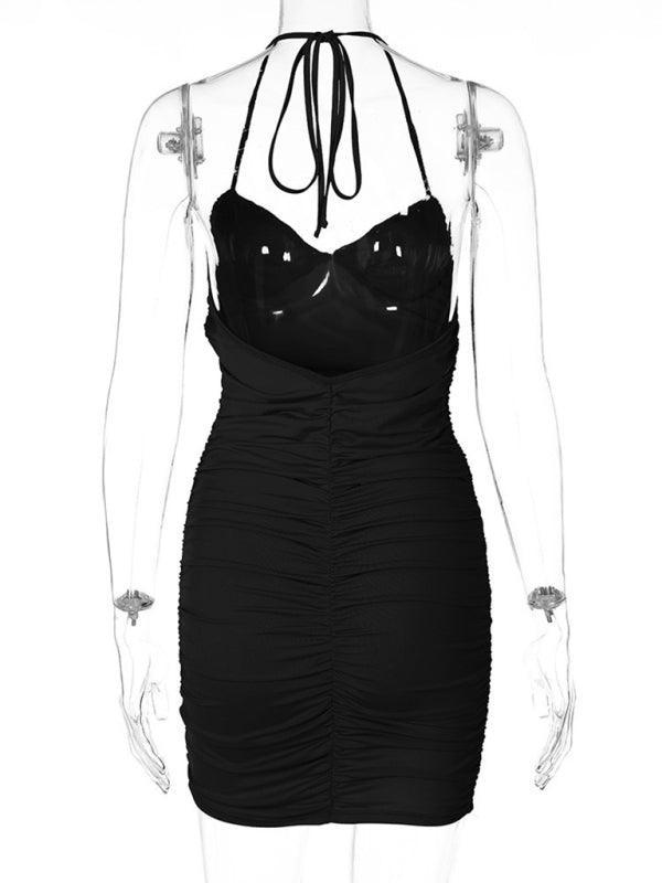 sexy pleated design suspender dress - 808Lush