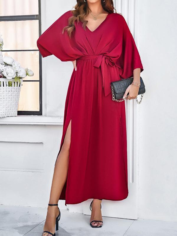 Women's elegant V-neck loose dress - 808Lush