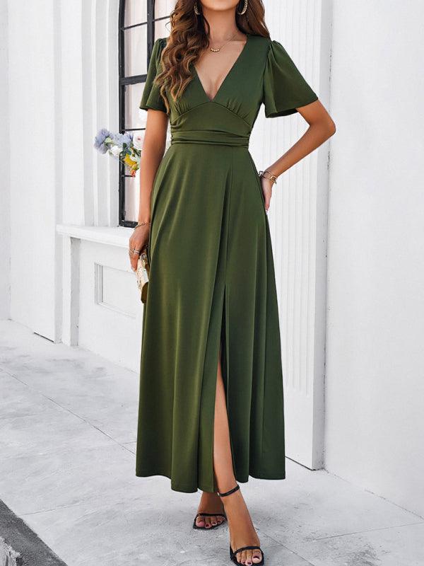 Women's V-neck waist dress - 808Lush