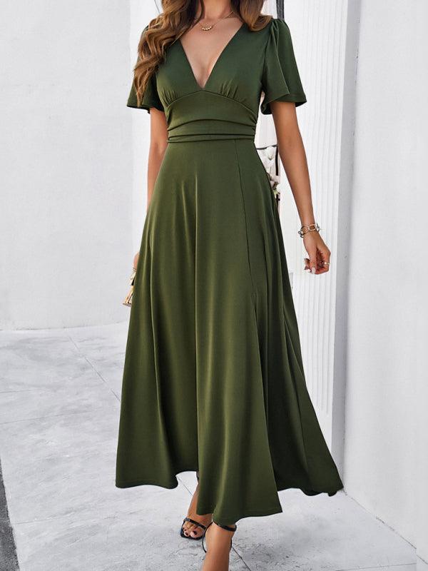 Women's V-neck waist dress - 808Lush