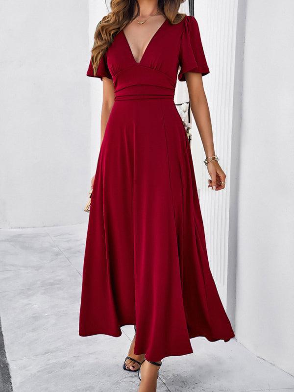 Women's V-neck waist dress - 808Lush