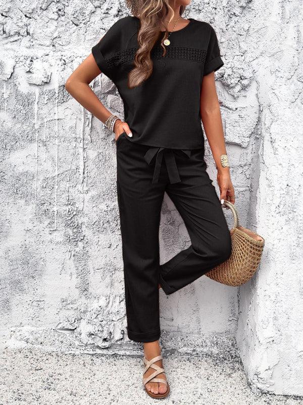 Women's casual short-sleeved top and trousers suit - 808Lush