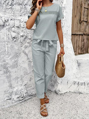 Women's casual short-sleeved top and trousers suit - 808Lush