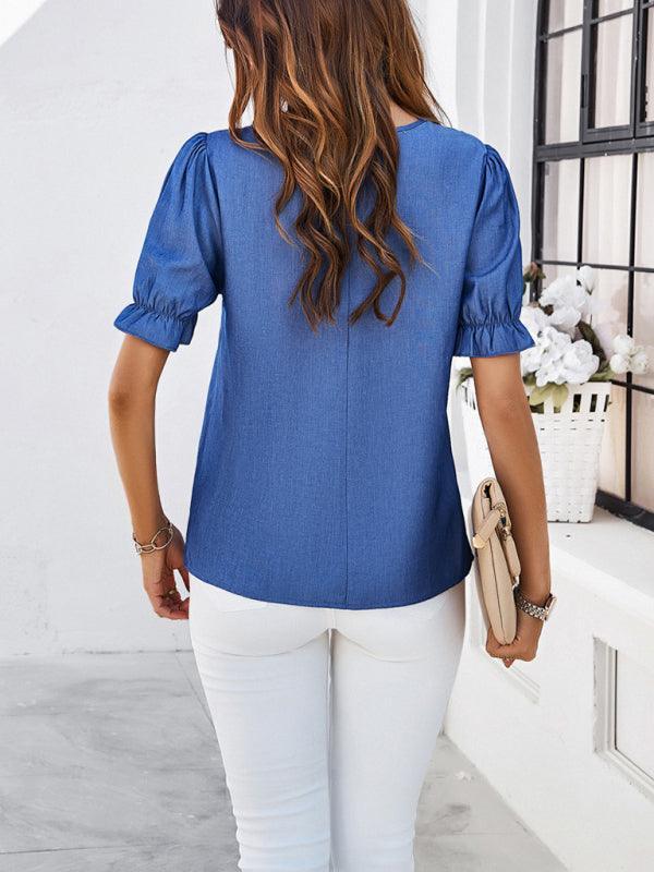 V-neck short-sleeved top - 808Lush