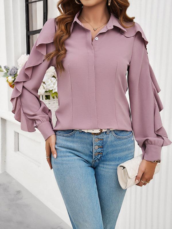 ruffle sleeve shirt - 808Lush