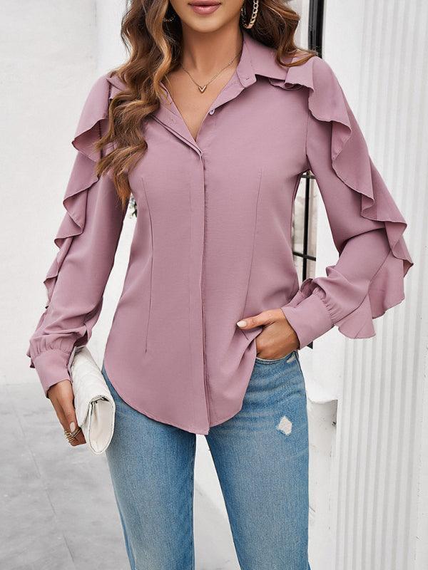 ruffle sleeve shirt - 808Lush