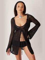 sexy knitted hollow bikini swimsuit cover-up - 808Lush