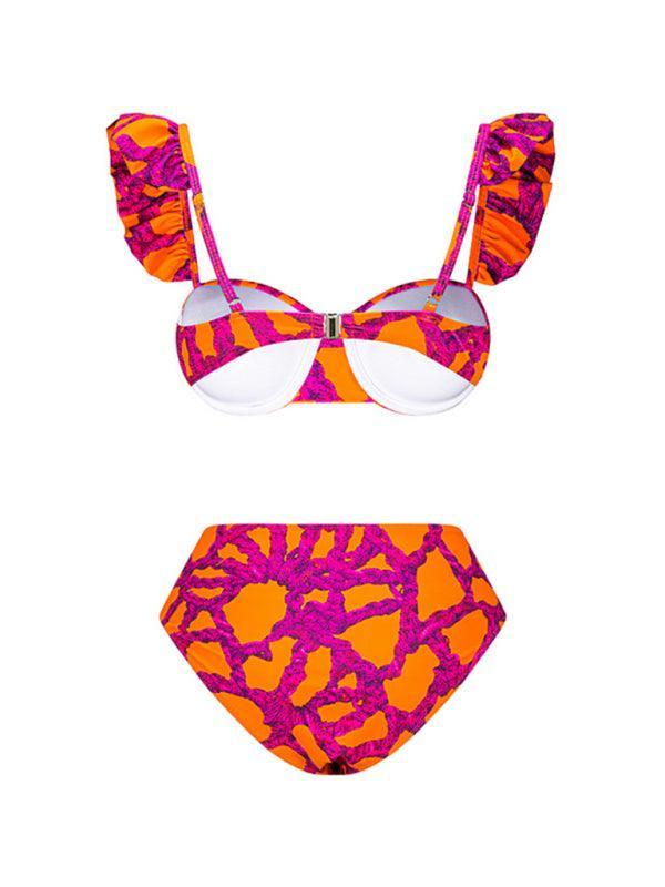 sexy printed holiday sleeveless three-piece bikini set (top + pants + skirt) - 808Lush