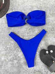 hollow sexy swimsuit tube top and backless split bikini - 808Lush