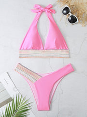 High Waist Swimsuit Color Block Web Sexy Push Up Bikini - 808Lush