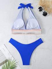 High Waist Swimsuit Color Block Web Sexy Push Up Bikini - 808Lush