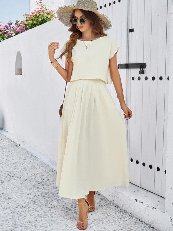 casual sleeveless top and long skirt suit - 808Lush