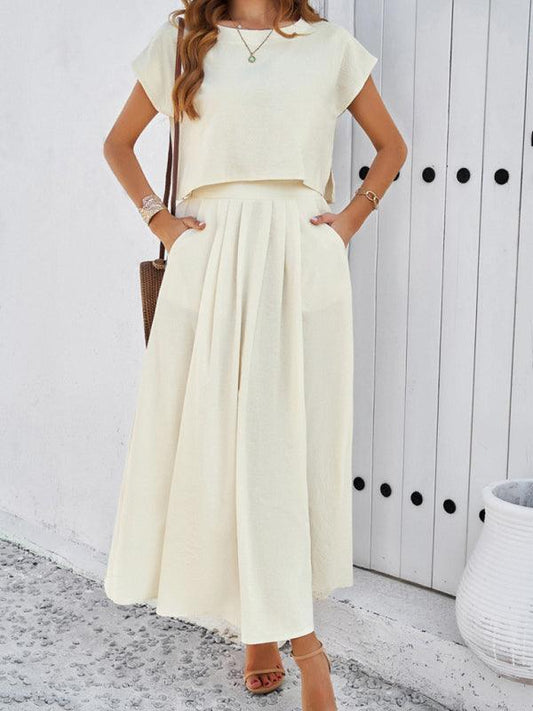 casual sleeveless top and long skirt suit - 808Lush