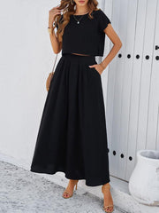 casual sleeveless top and long skirt suit - 808Lush