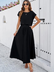 casual sleeveless top and long skirt suit - 808Lush