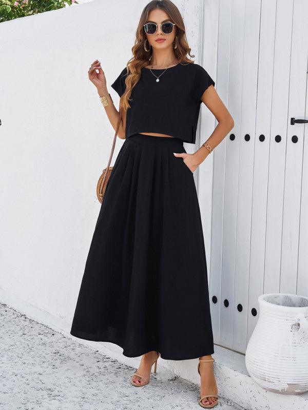 casual sleeveless top and long skirt suit - 808Lush