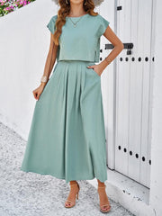 casual sleeveless top and long skirt suit - 808Lush