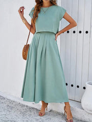 casual sleeveless top and long skirt suit - 808Lush