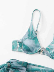 marble tie-dye three-piece bikini set - 808Lush