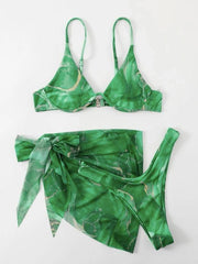 marble tie-dye three-piece bikini set - 808Lush