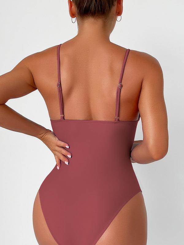 sexy deep V one-piece swimsuit - 808Lush