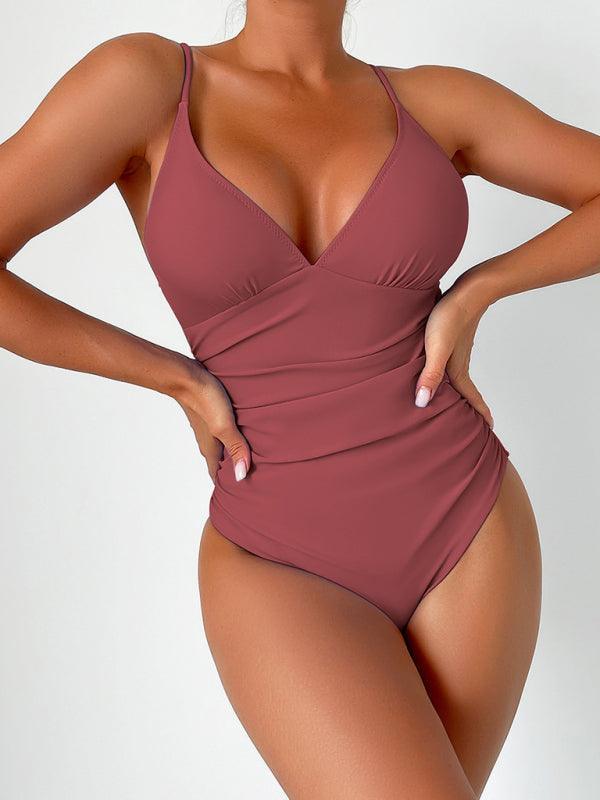 sexy deep V one-piece swimsuit - 808Lush