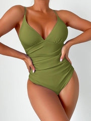 sexy deep V one-piece swimsuit - 808Lush