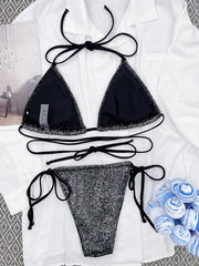 fashionable strap triangle bikini - 808Lush