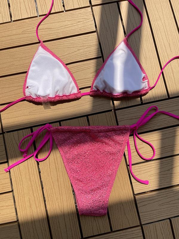 fashionable strap triangle bikini - 808Lush