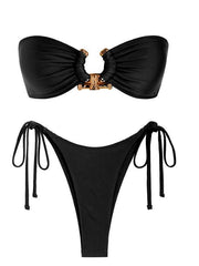 sexy bikini split swimsuit with shiny fabric - 808Lush