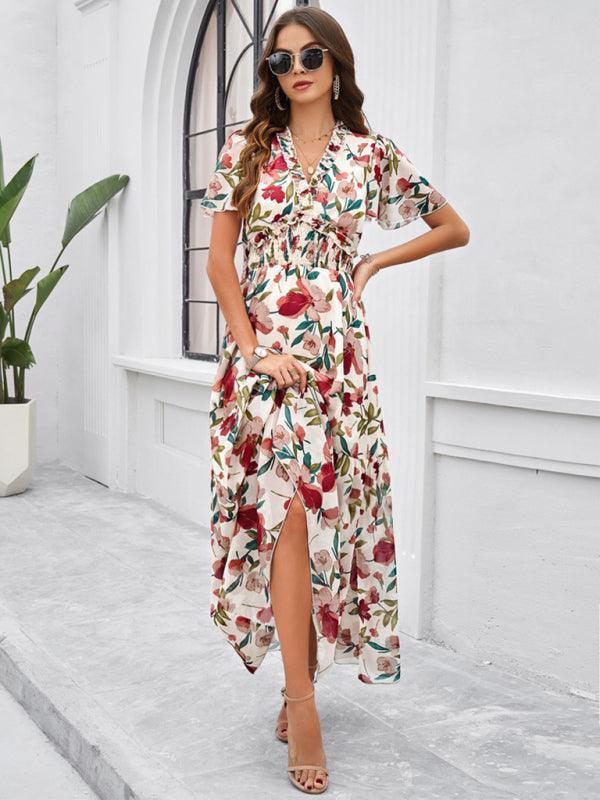 temperament casual printed waist dress - 808Lush