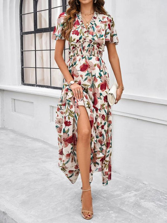 temperament casual printed waist dress - 808Lush