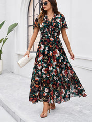 temperament casual printed waist dress - 808Lush