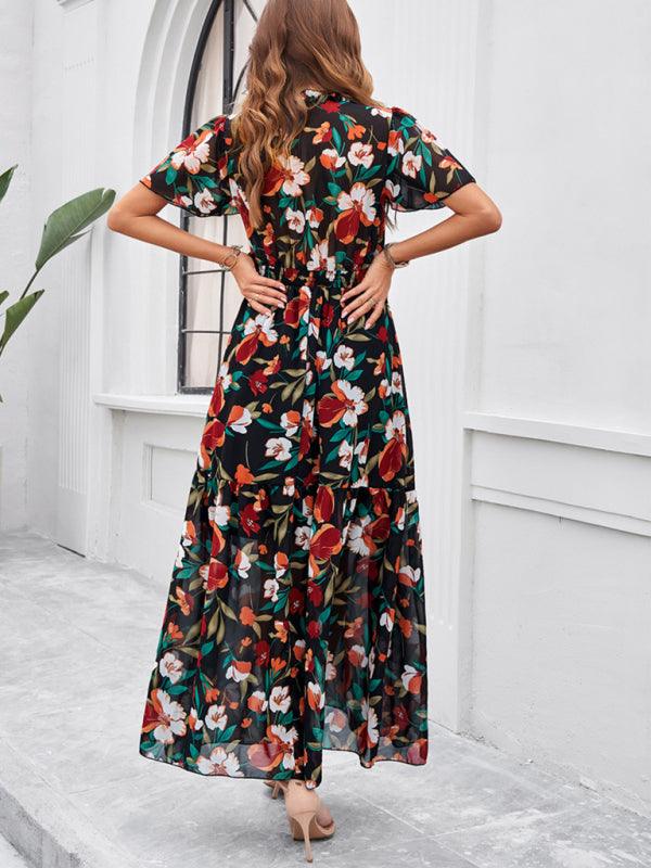 temperament casual printed waist dress - 808Lush