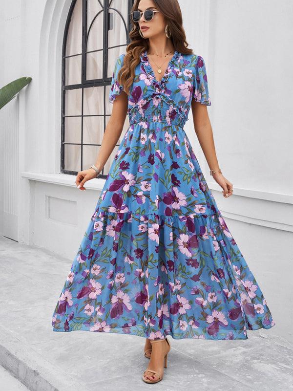 temperament casual printed waist dress - 808Lush