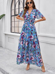 temperament casual printed waist dress - 808Lush