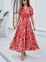 temperament casual printed waist dress - 808Lush