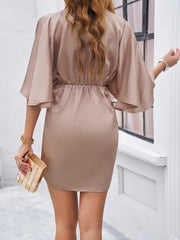 mini dress solid color waist dress for spring and summer - 808Lush