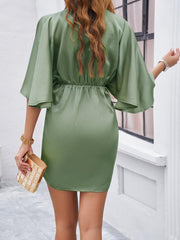 mini dress solid color waist dress for spring and summer - 808Lush