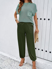 Spring and summer temperament casual solid color woolen trousers suit - 808Lush