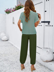 Spring and summer temperament casual solid color woolen trousers suit - 808Lush