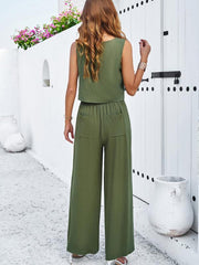 casual sleeveless vest + trousers set