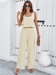 casual sleeveless vest + trousers set