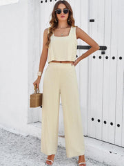 casual sleeveless vest + trousers set